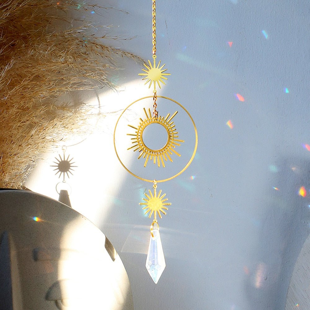 Crystal Sun and Moon Aesthetic Suncatcher - DormVibes