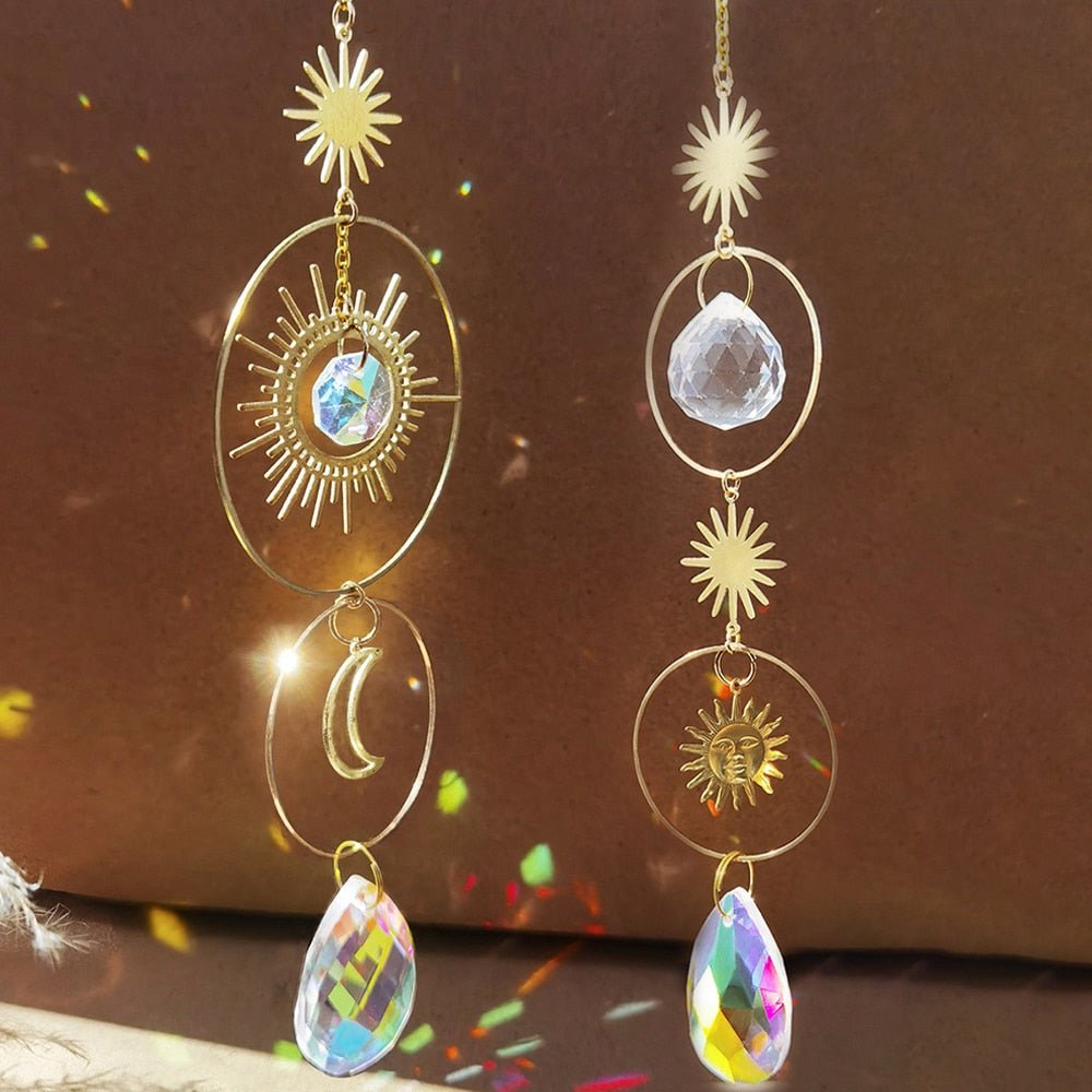 Crystal Sun and Moon Aesthetic Suncatcher - DormVibes