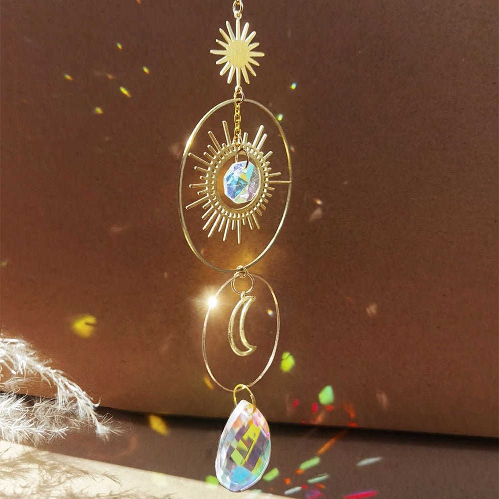 Crystal Sun and Moon Aesthetic Suncatcher - DormVibes