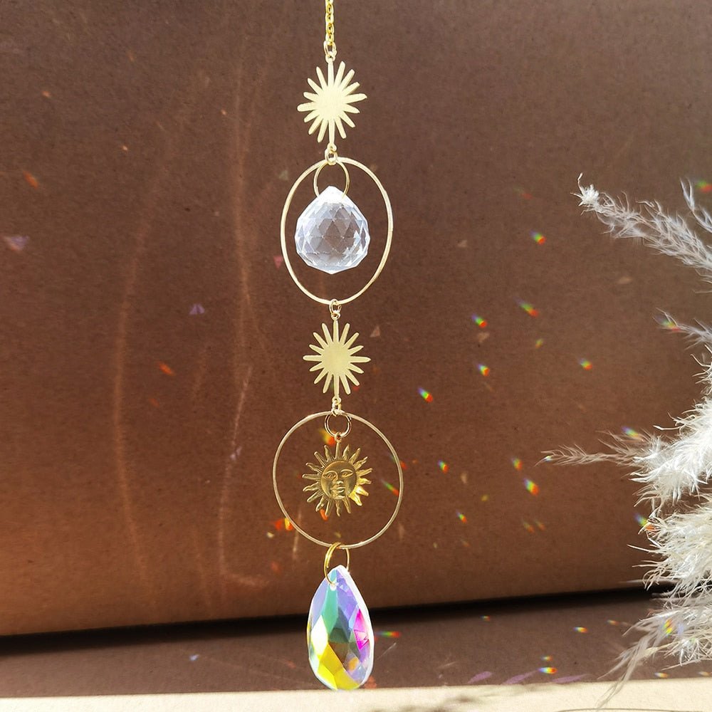 Crystal Sun and Moon Aesthetic Suncatcher - DormVibes