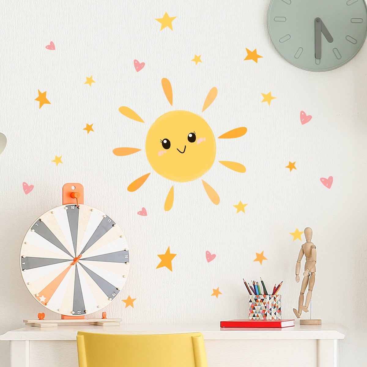 Kid Smiling Sticker Cute Smile Sun Kid Wall Stickers – Removable Vinyl Wall Decals for Bed ...