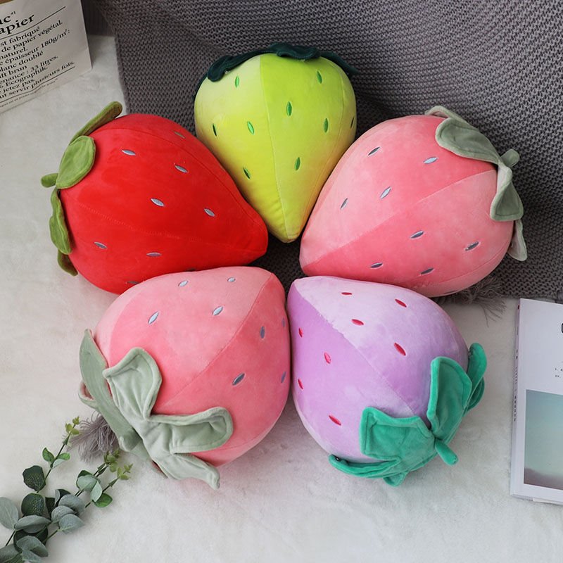 Cute Strawberry Plush Pillow - Cartoon Fruit Stuffed Toy, Sofa Cushion, and Fun Sleeping Companion for Kids - DormVibes