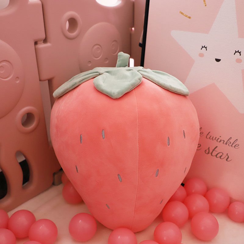 Cute Strawberry Plush Pillow - Cartoon Fruit Stuffed Toy, Sofa Cushion, and Fun Sleeping Companion for Kids - DormVibes