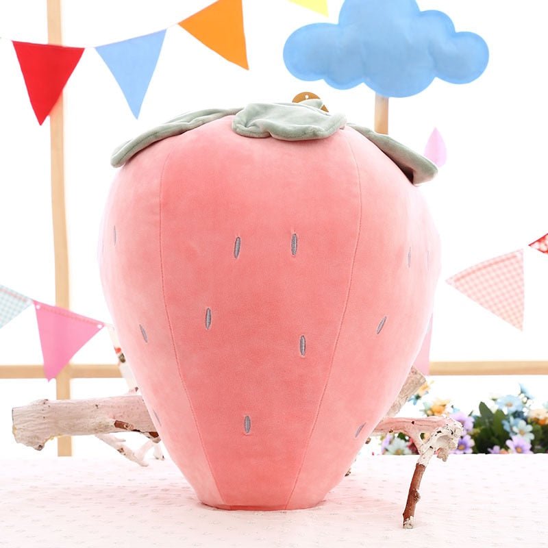 Cute Strawberry Plush Pillow - Cartoon Fruit Stuffed Toy, Sofa Cushion, and Fun Sleeping Companion for Kids - DormVibes