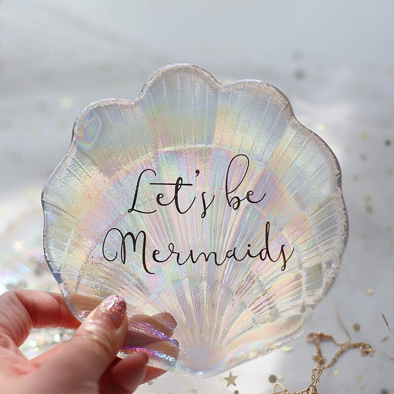 Decorative Glass Shell Tray: Small Jewelry & Ring Storage Dish for Living Room Decoration - DormVibes