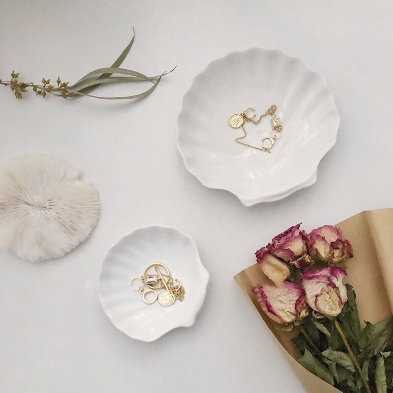 Decorative Glass Shell Tray: Small Jewelry & Ring Storage Dish for Living Room Decoration - DormVibes