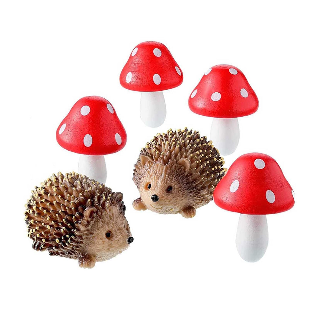 Delightful Resin Hedgehogs and Mushroom Ornaments for Fairy Gardens - DormVibes