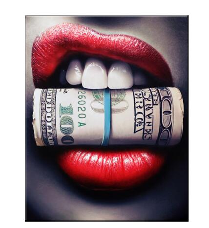 Diamond Lips Canvas Painting Nordic Poster Prints - DormVibes