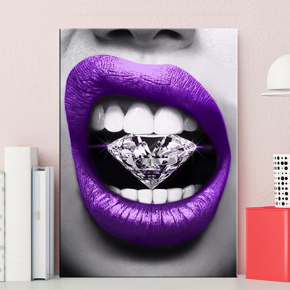 Diamond Lips Canvas Painting Nordic Poster Prints - DormVibes
