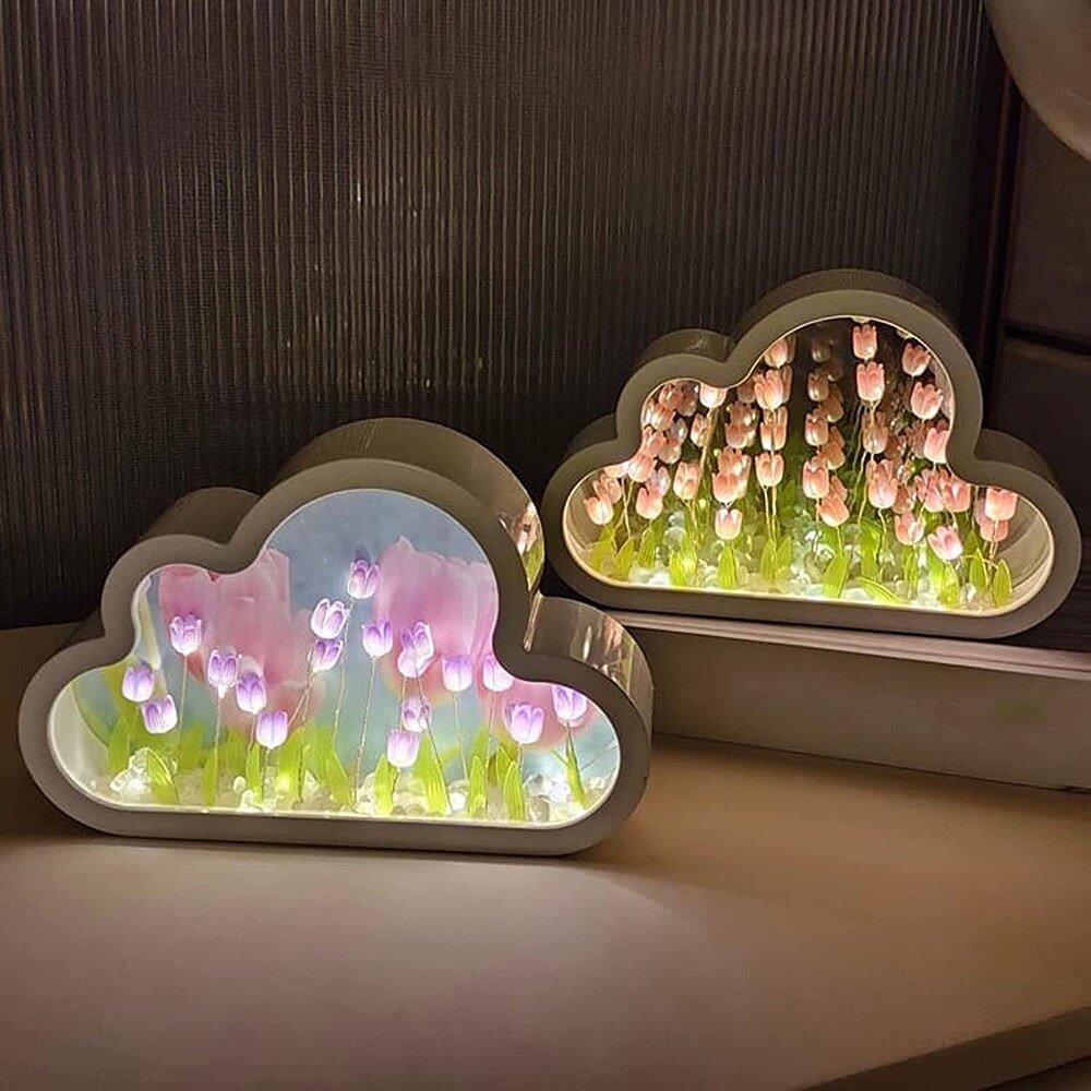 DIY Cloud Tulip Night Lights - Handmade Flower Lamp for Home Decor and Valentine's Day Gifts - DormVibes