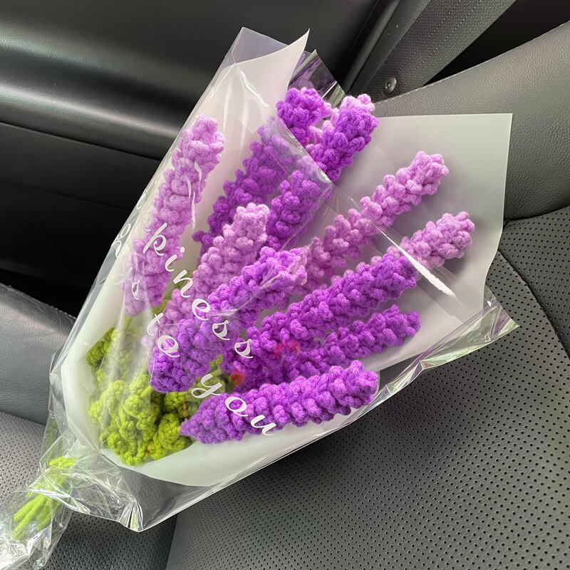 DIY Crochet Tools for Aesthetic Purple Lavender Flower Bouquet - DormVibes