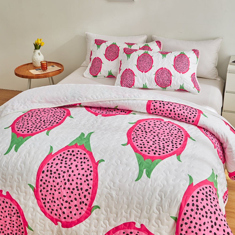 Dragon Fruit Bedspread Set - DormVibes