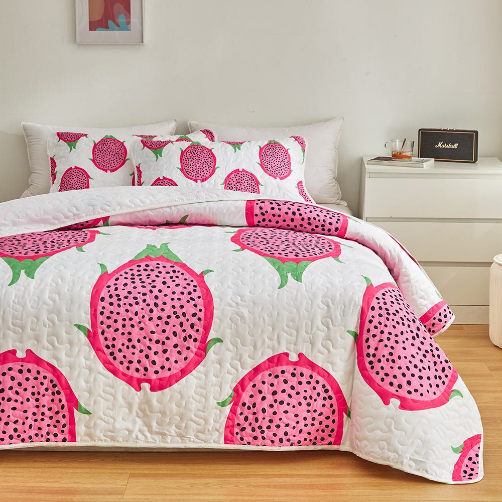 Dragon Fruit Bedspread Set - DormVibes