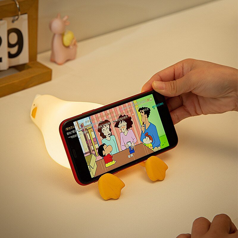 Duckling LED Night Light: Rechargeable USB Duck Nightlights, Silicone Cartoon Design, Ideal for Bedroom Decoration - DormVibes