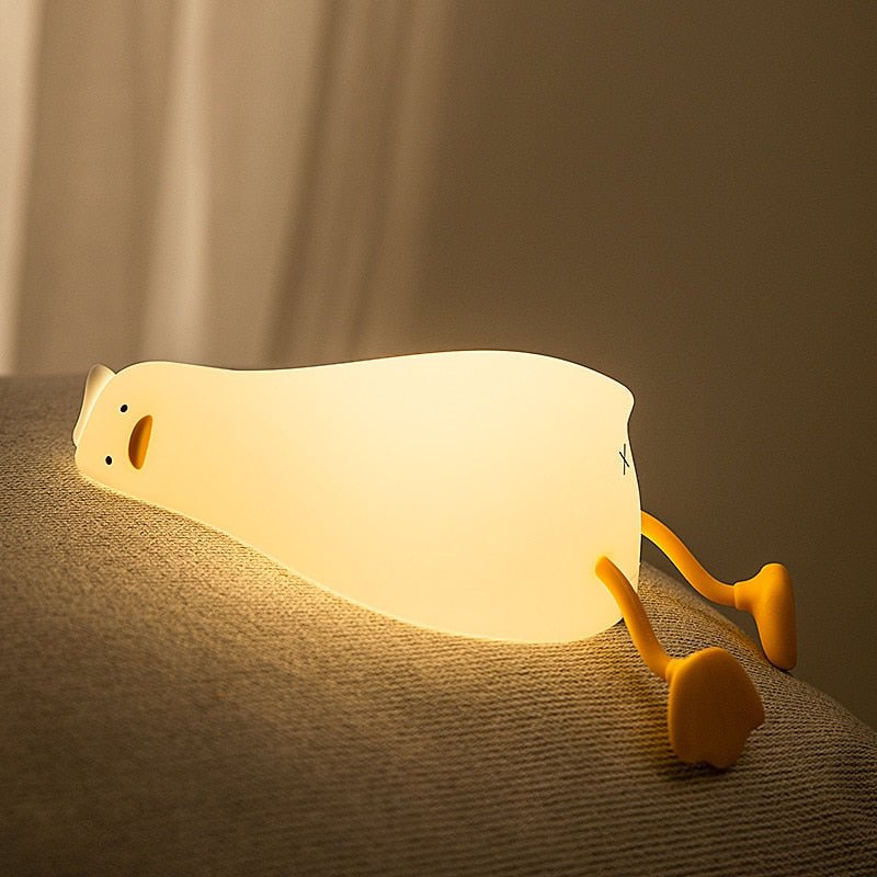 Duckling LED Night Light: Rechargeable USB Duck Nightlights, Silicone Cartoon Design, Ideal for Bedroom Decoration - DormVibes