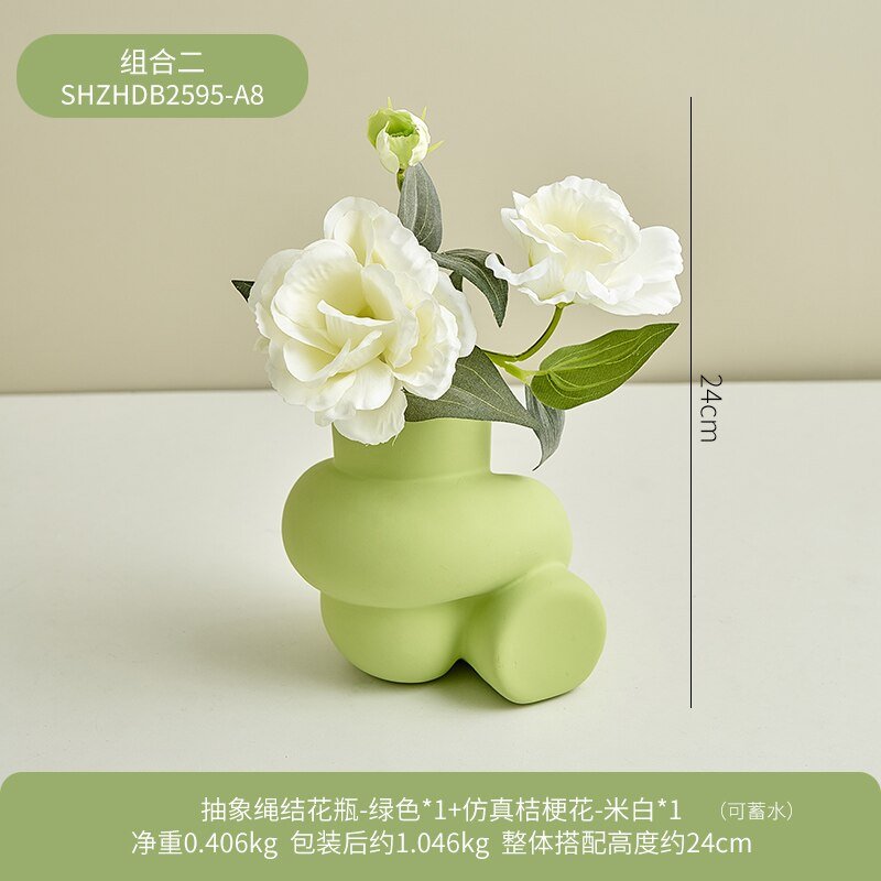 Elegance in Knots Ceramic Decorative Vase - Modern Nordic Home Decoration for Beautiful Living Room Flower Arrangements - DormVibes