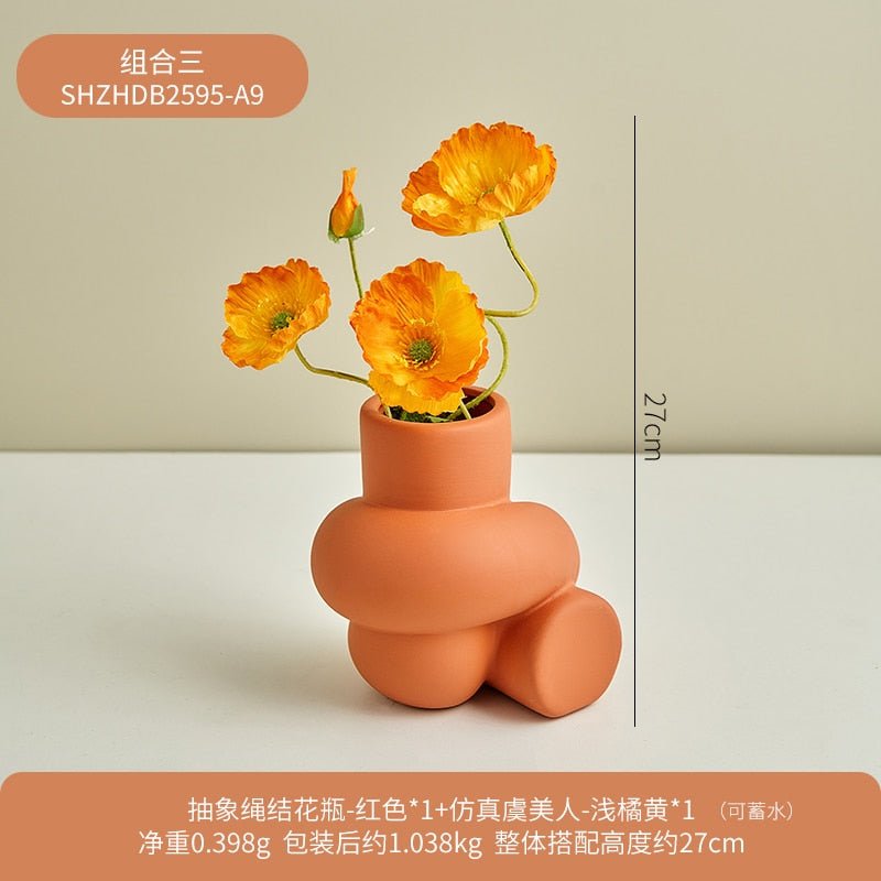 Elegance in Knots Ceramic Decorative Vase - Modern Nordic Home Decoration for Beautiful Living Room Flower Arrangements - DormVibes