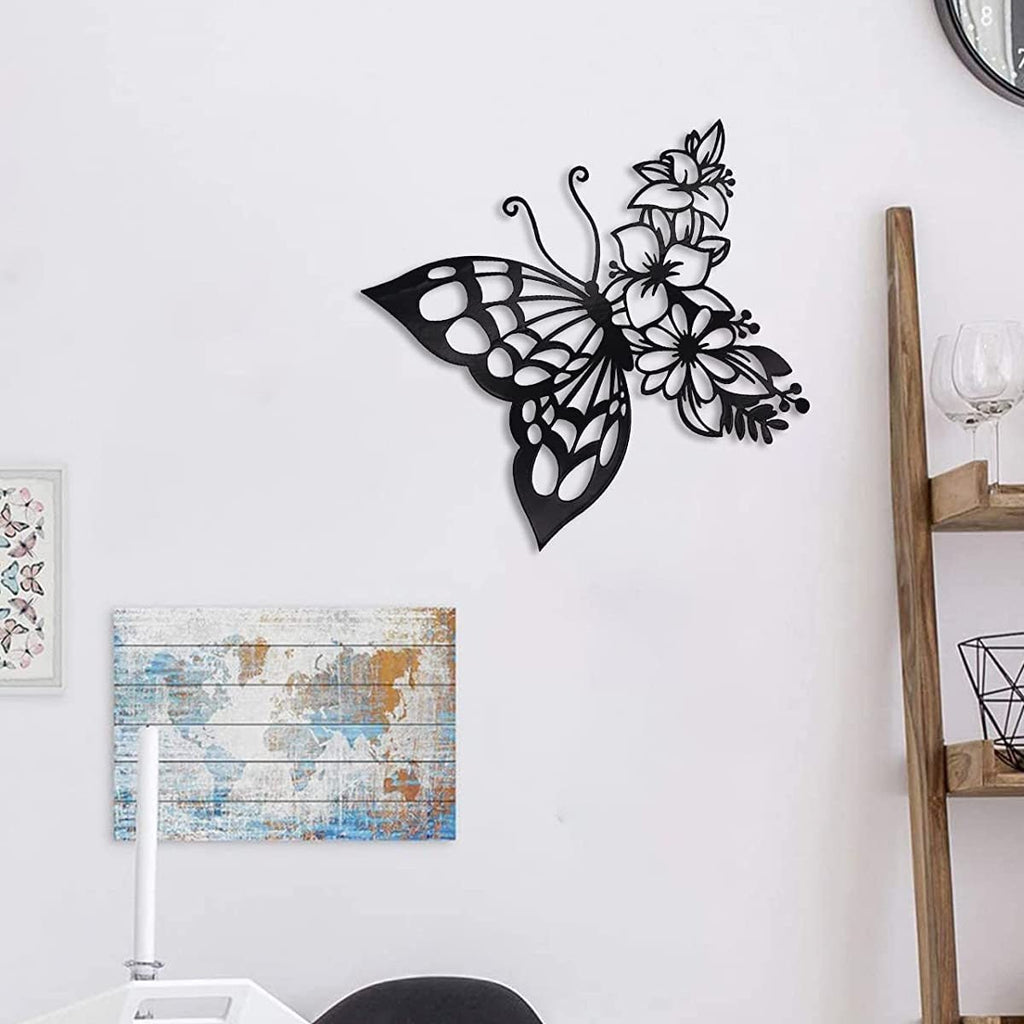 Elegant Butterfly Metal Wall Art – Modern Metal Wall Silhouette, Easy Installation, Home Decoration for Bedroom, Living Spaces - DormVibes
