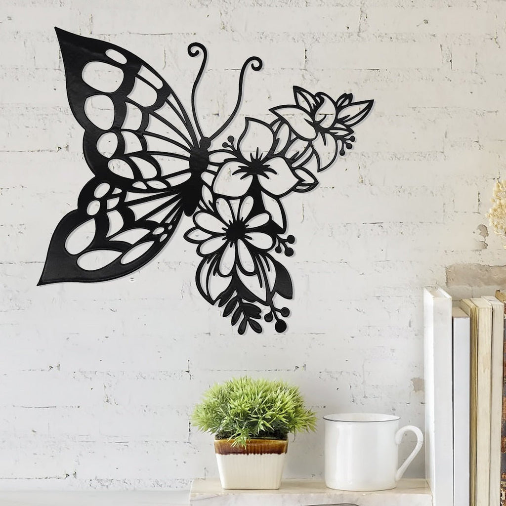 Elegant Butterfly Metal Wall Art – Modern Metal Wall Silhouette, Easy Installation, Home Decoration for Bedroom, Living Spaces - DormVibes