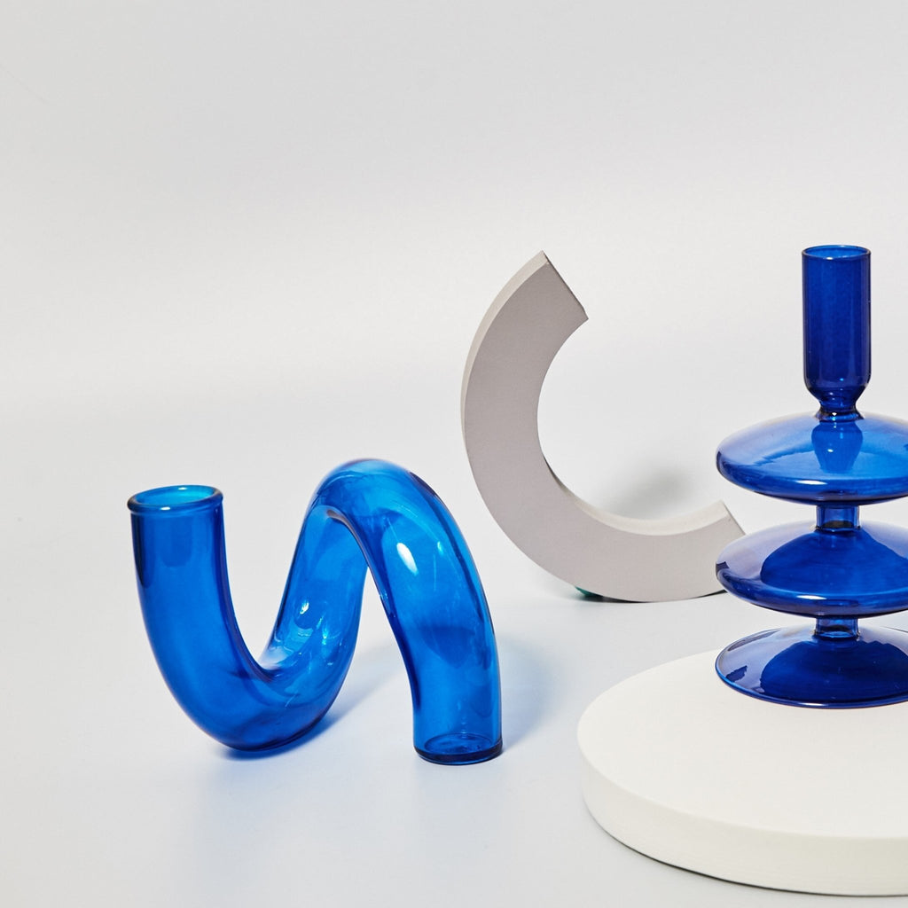 Elegant Glass Candlestick Holder and Vase Set - Nordic Style Irregular Ornaments for Creative Home Decoration - DormVibes