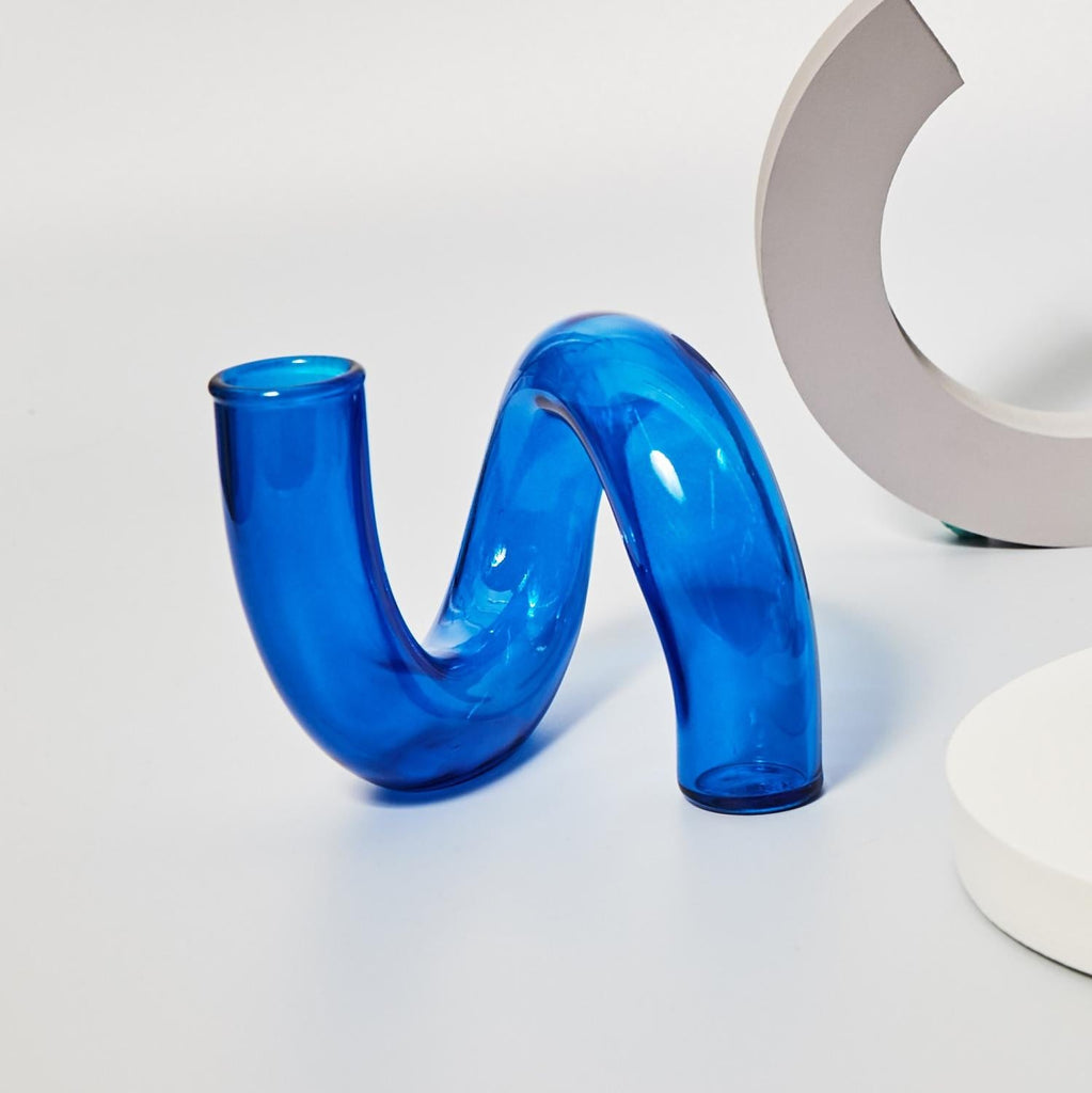 Elegant Glass Candlestick Holder and Vase Set - Nordic Style Irregular Ornaments for Creative Home Decoration - DormVibes