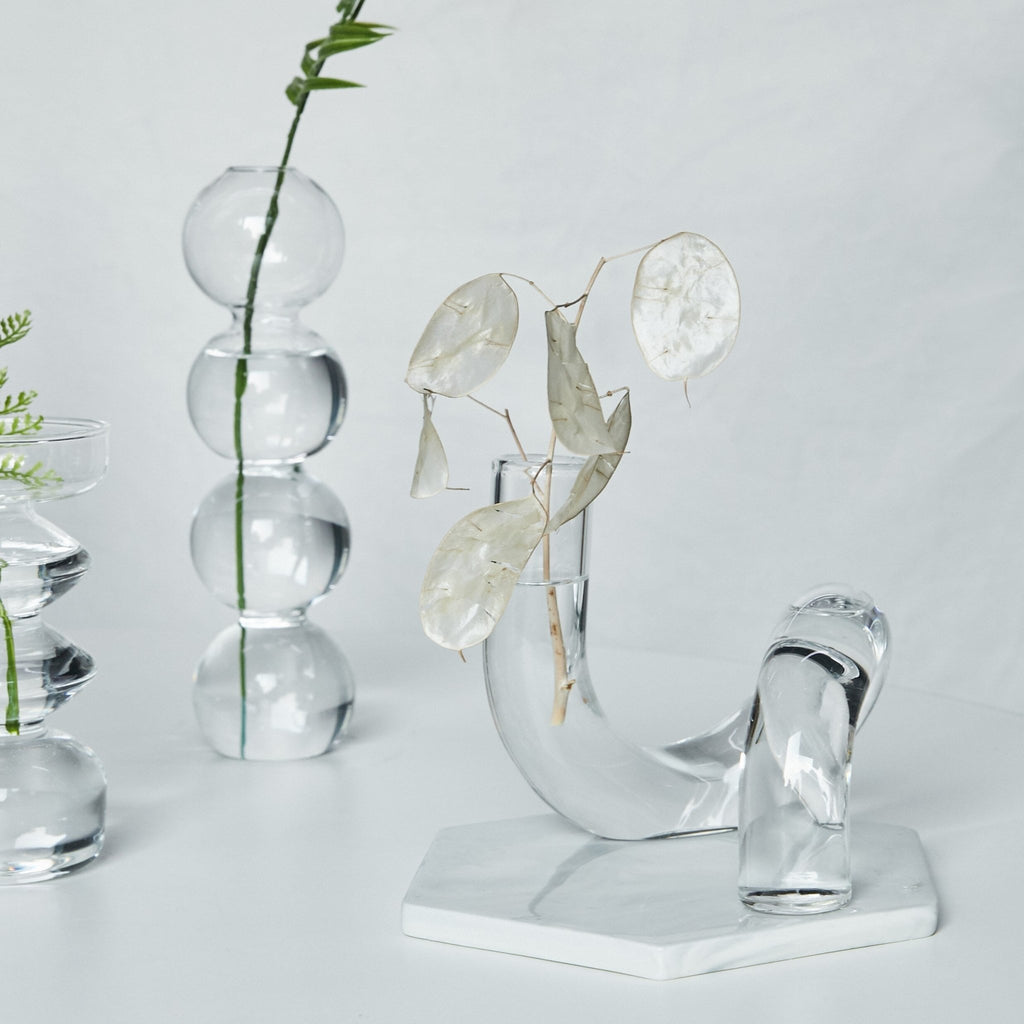 Elegant Glass Candlestick Holder and Vase Set - Nordic Style Irregular Ornaments for Creative Home Decoration - DormVibes