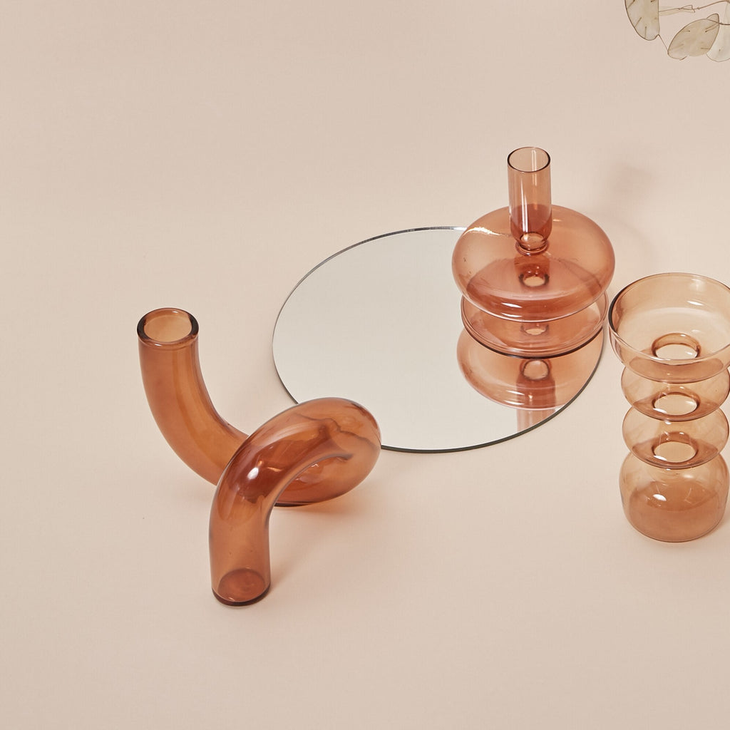 Elegant Glass Candlestick Holder and Vase Set - Nordic Style Irregular Ornaments for Creative Home Decoration - DormVibes