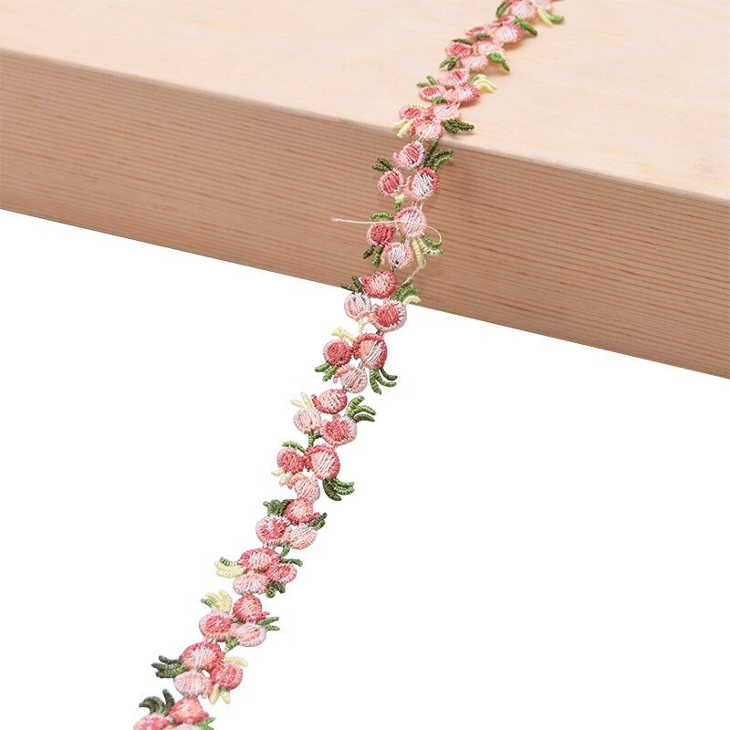 Elegant Mini Cherry Flower Lace Trim: Soft Wedding Embroidery, DIY Polyester Trimmings for Patchwork and Sewing Accessories - 2 Yards - DormVibes