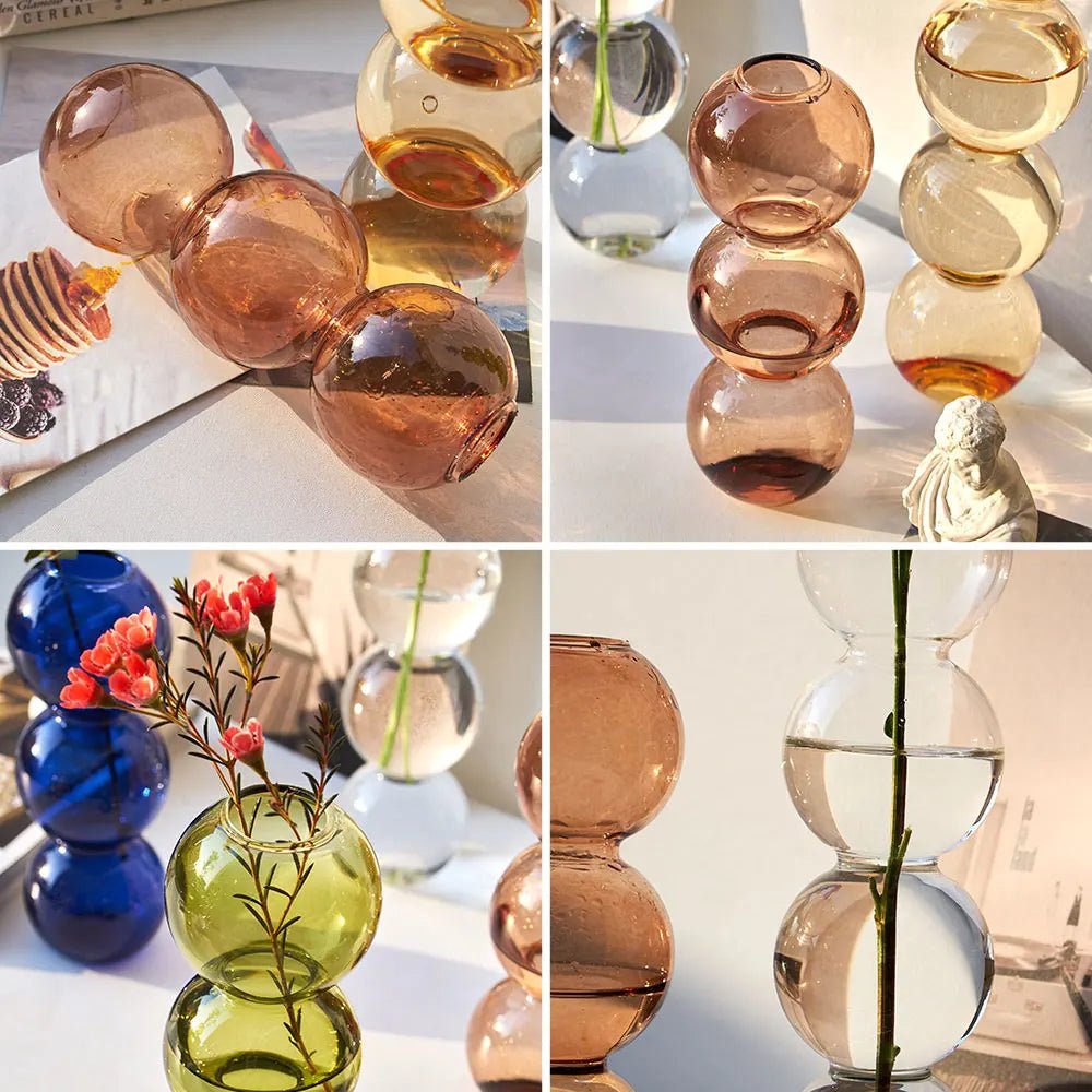 Elegant Round Unique Glass Vase for Living & Dining Room Decor - DormVibes