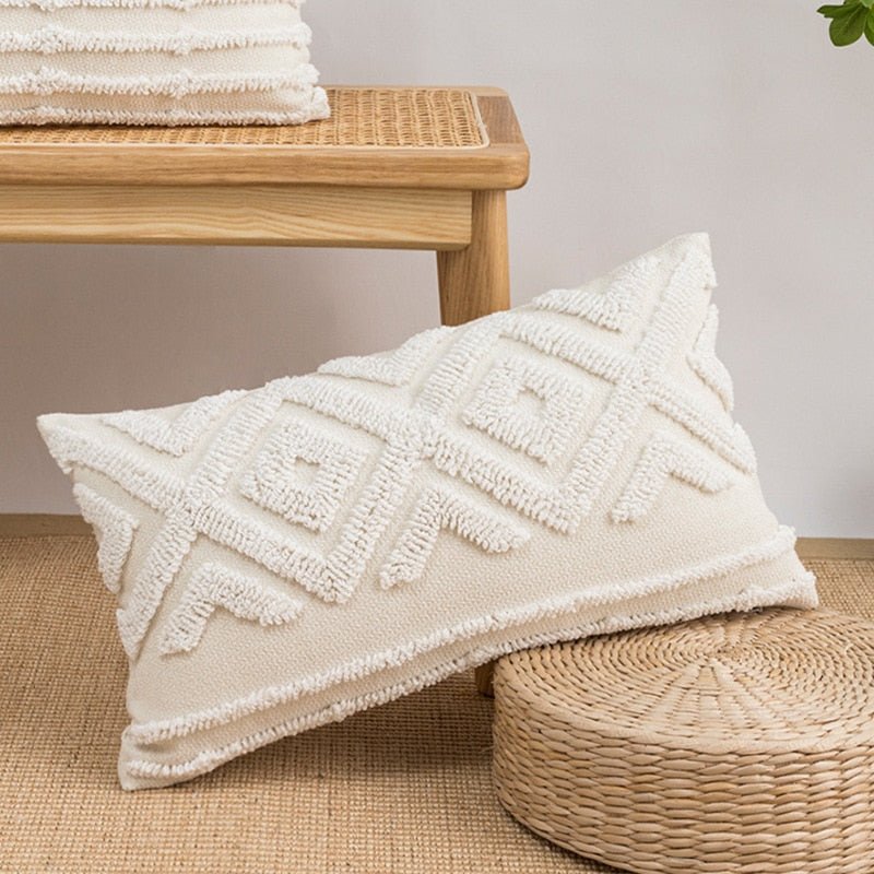 Embroidery Boho Pillow Cover with Pompom - DormVibes