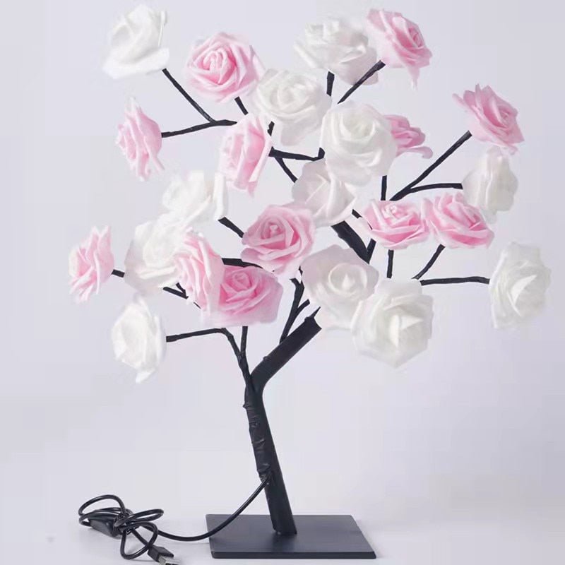 Enchanting 24 LED Rose Tree Flower Lamp Lights USB Table Lamp – DormVibes
