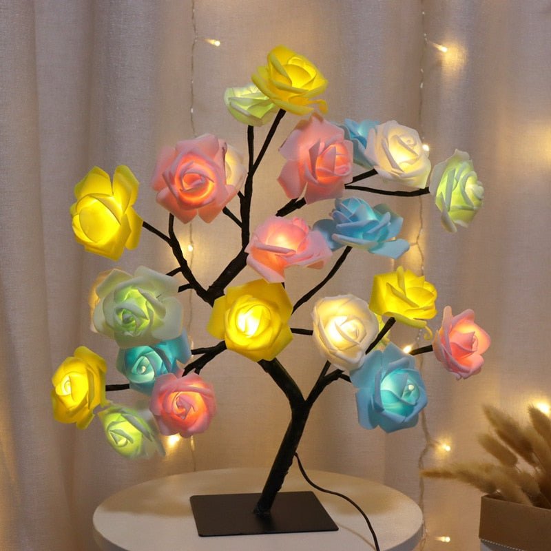 Enchanting 24 LED Rose Tree Flower Lamp Lights USB Table Lamp – DormVibes