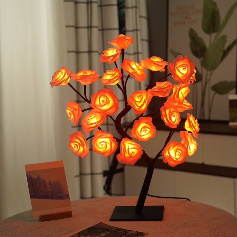 Enchanting 24 LED Rose Tree Flower Lamp Lights USB Table Lamp – DormVibes