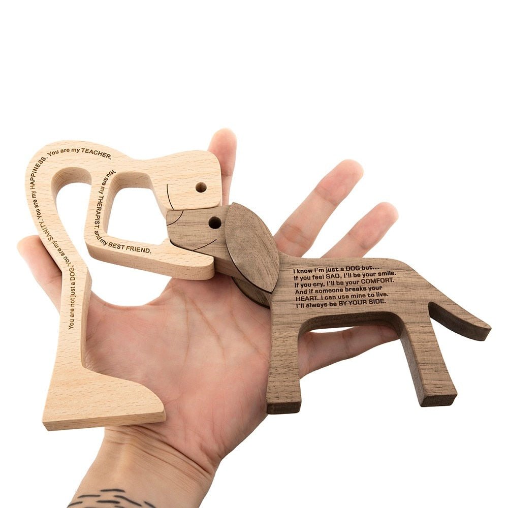 Family Puppy Wood Dog Figurine Desk Ornament - DormVibes