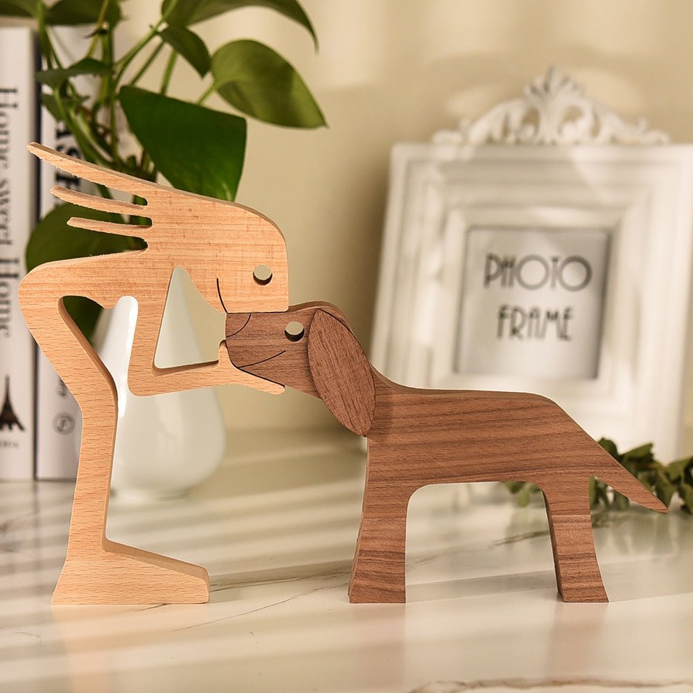 Family Puppy Wood Dog Figurine Desk Ornament - DormVibes