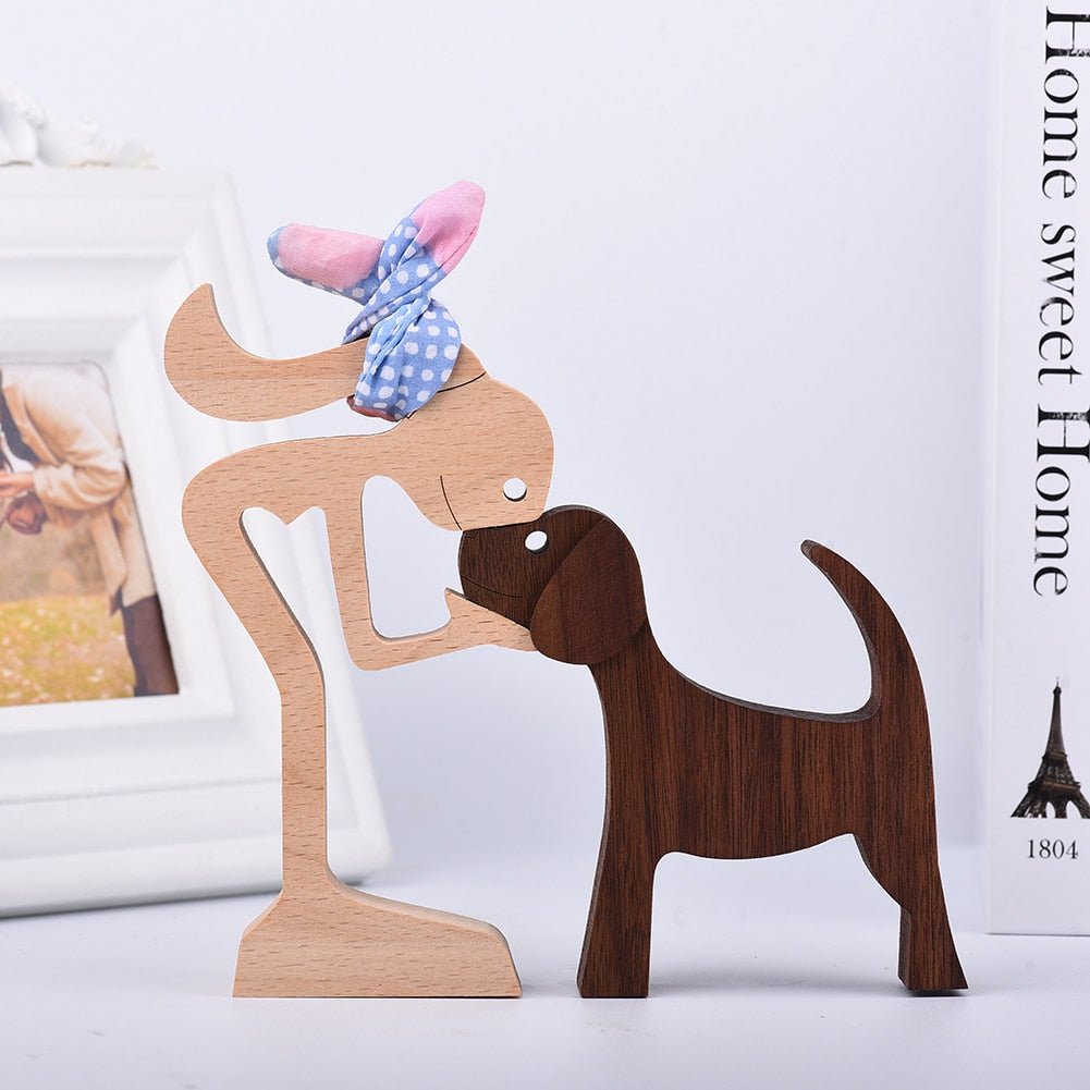 Family Puppy Wood Dog Figurine Desk Ornament - DormVibes