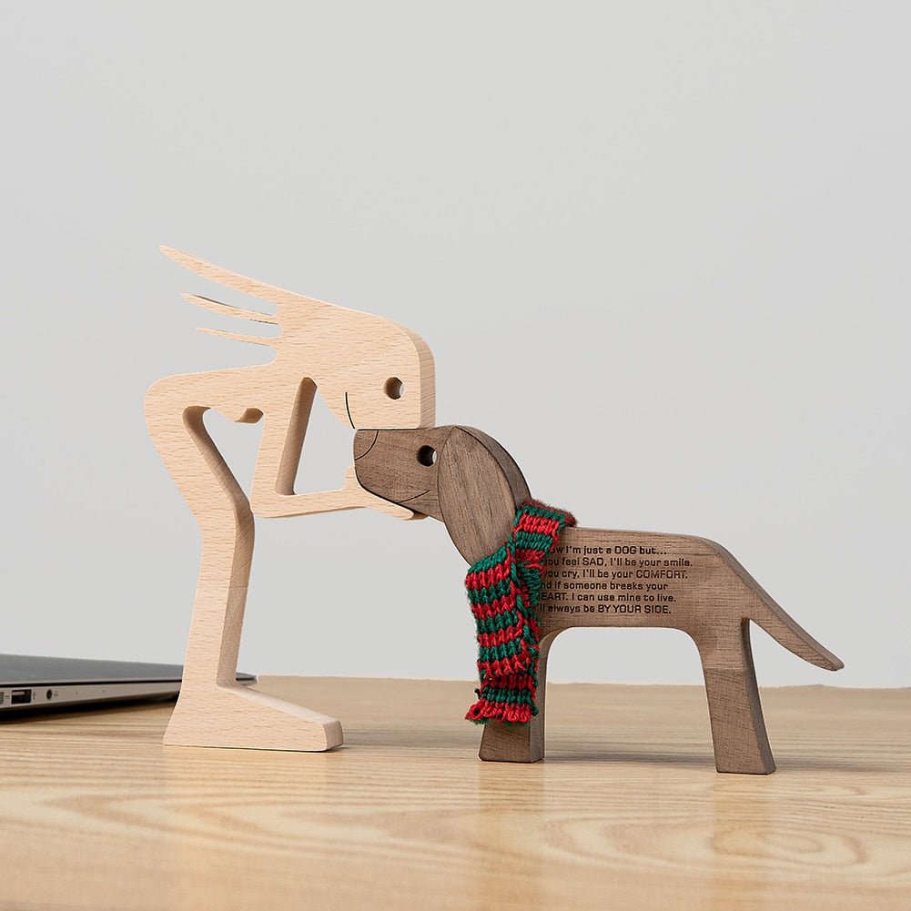 Family Puppy Wood Dog Figurine Desk Ornament - DormVibes