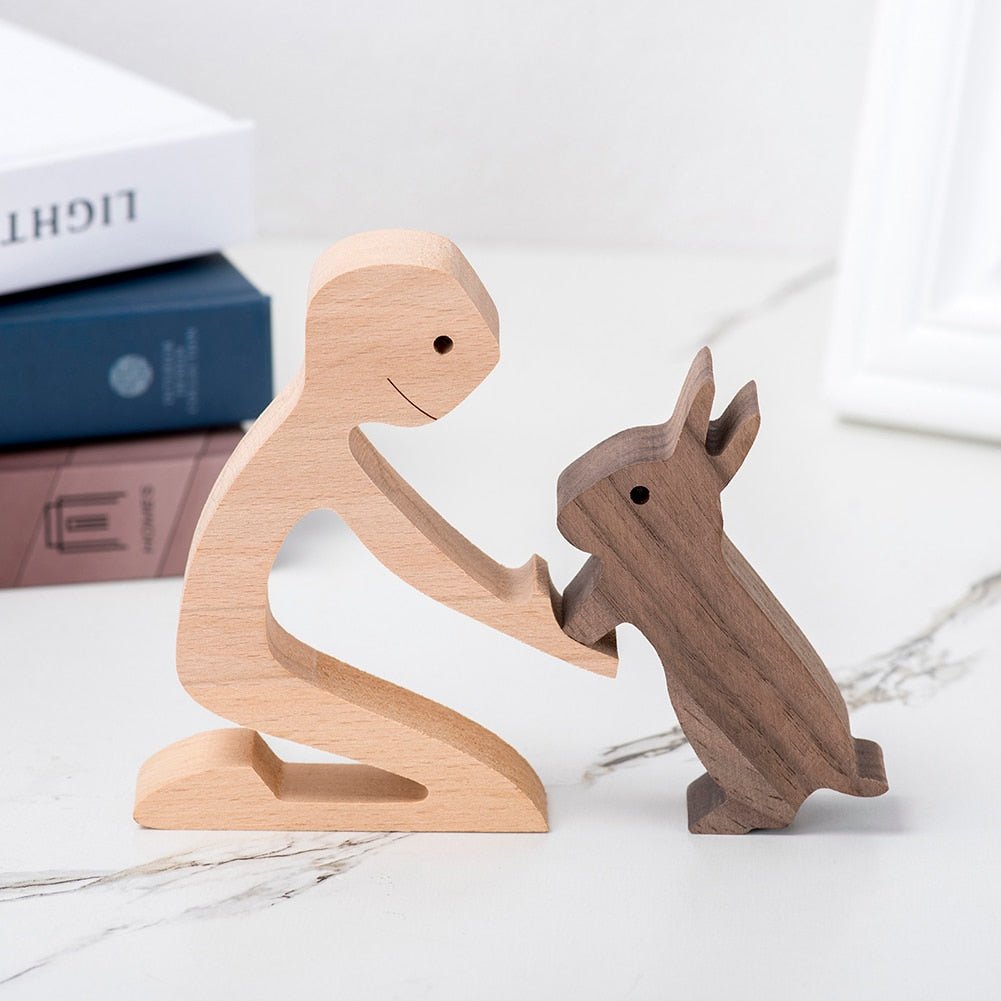 Family Puppy Wood Dog Figurine Desk Ornament - DormVibes