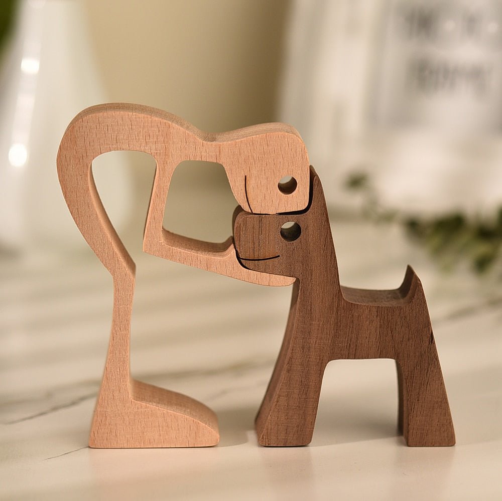 Family Puppy Wood Dog Figurine Desk Ornament - DormVibes