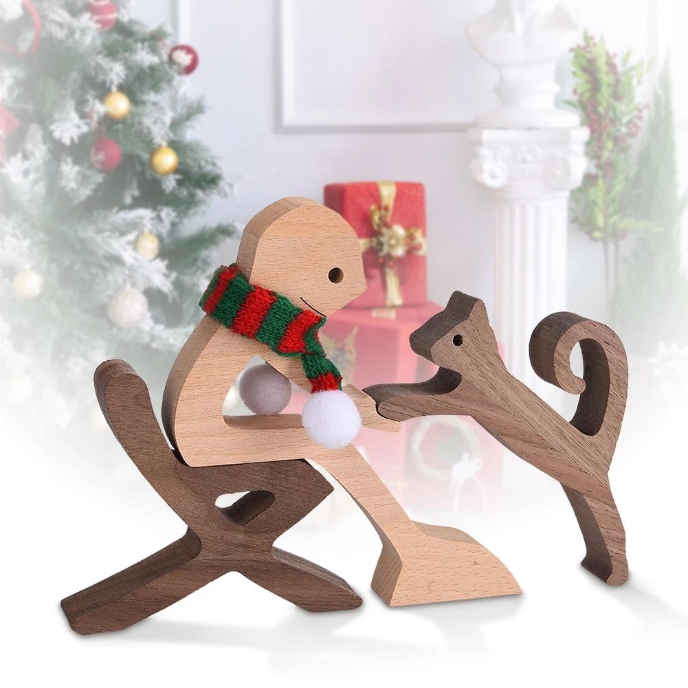 Family Puppy Wood Dog Figurine Desk Ornament - DormVibes