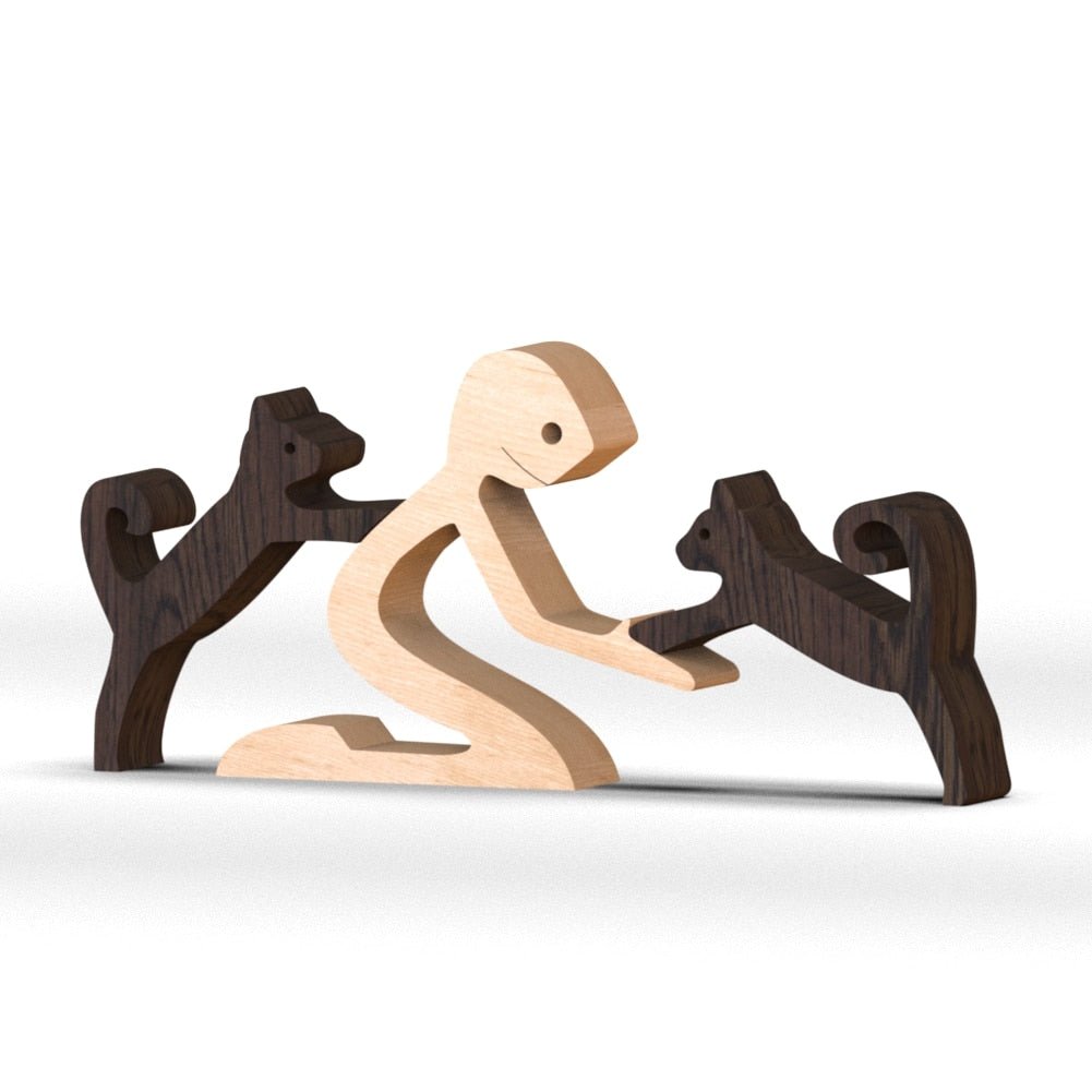 Family Puppy Wood Dog Figurine Desk Ornament - DormVibes
