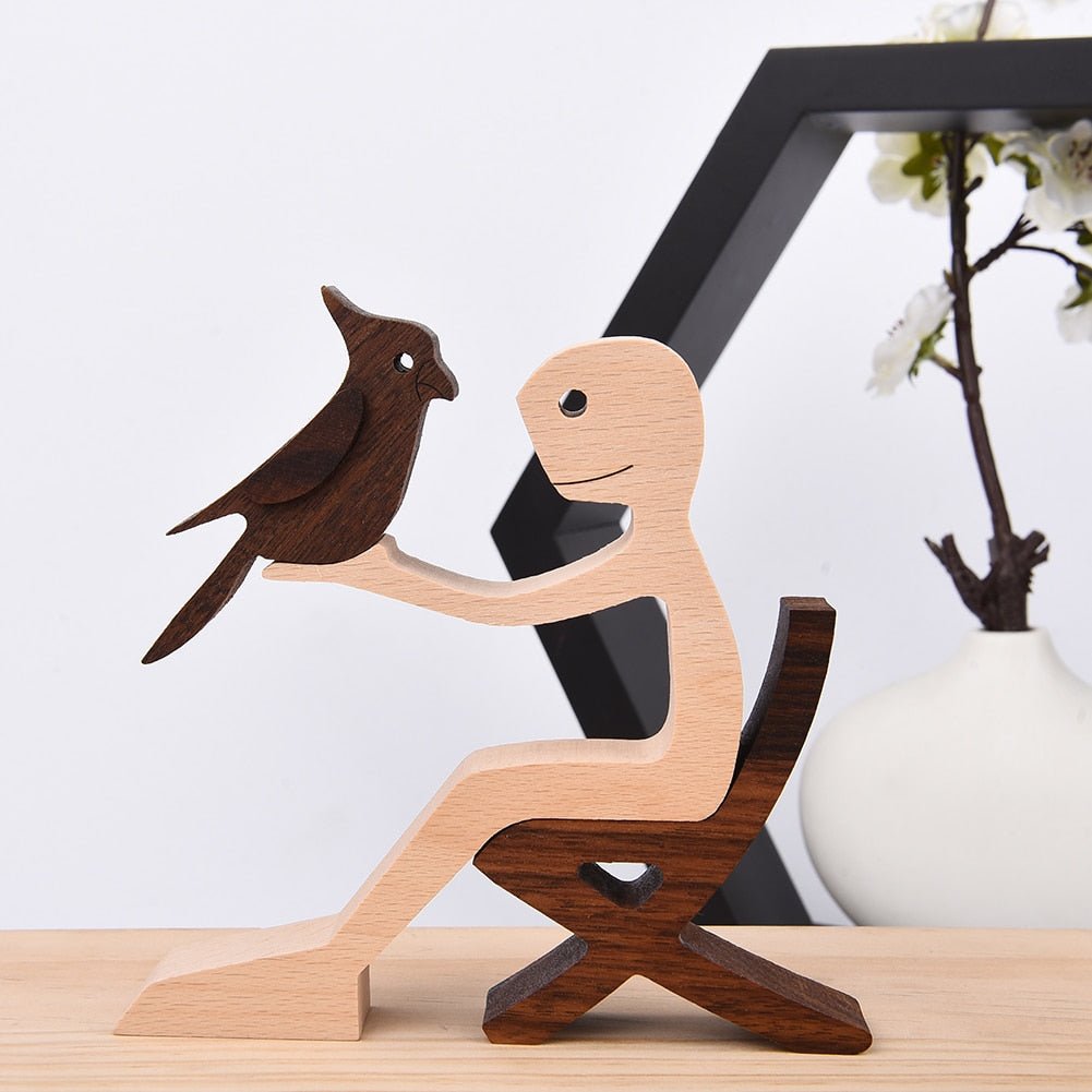 Family Puppy Wood Dog Figurine Desk Ornament - DormVibes