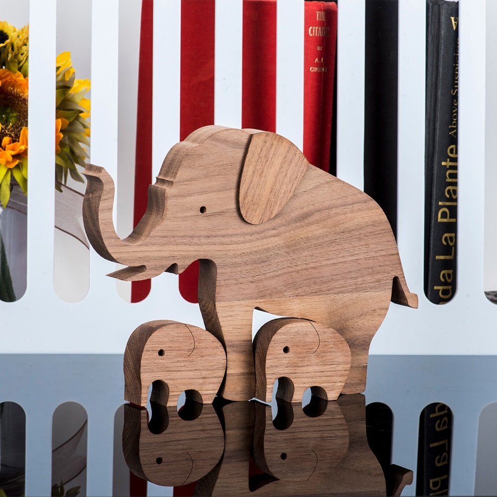 Family Puppy Wood Dog Figurine Desk Ornament - DormVibes
