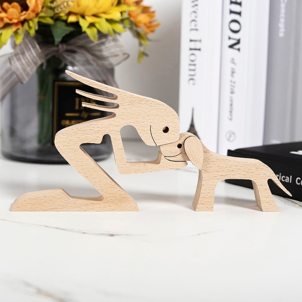 Family Puppy Wood Dog Figurine Desk Ornament - DormVibes