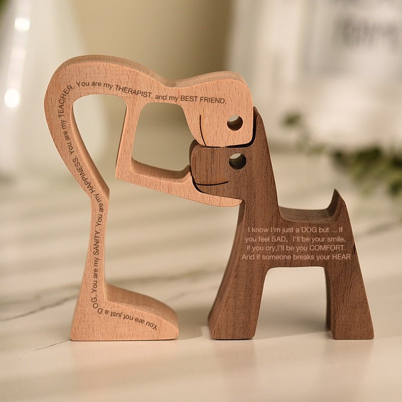 Family Puppy Wood Dog Figurine Desk Ornament - DormVibes