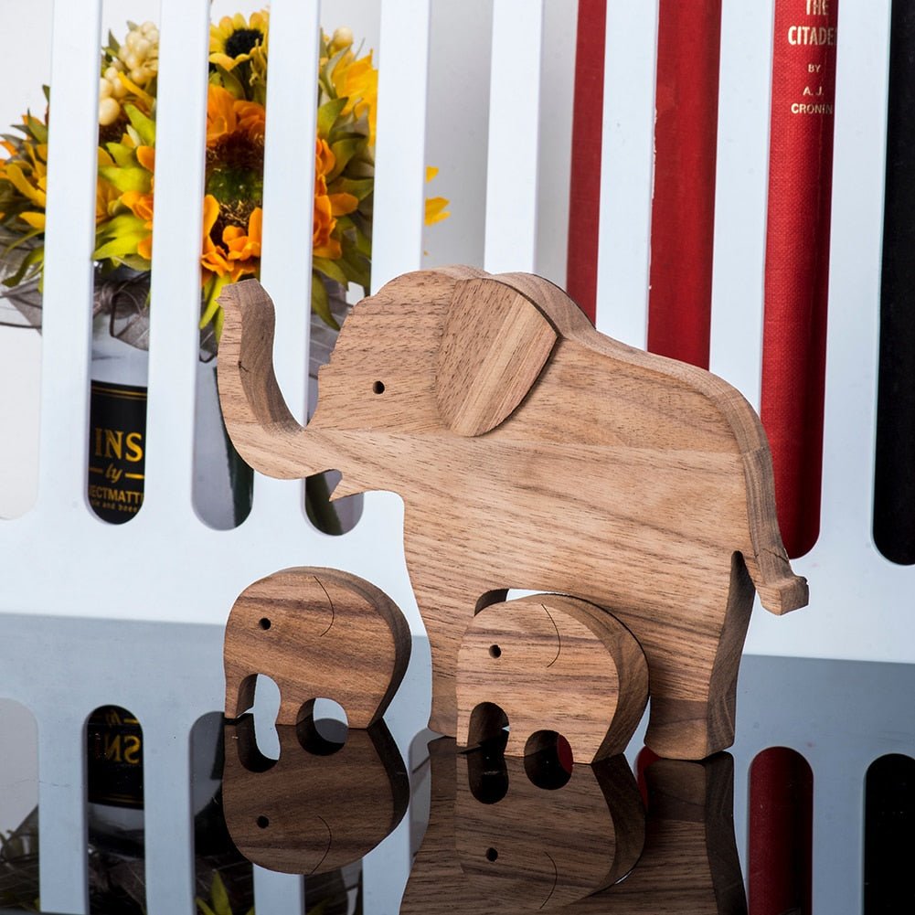 Family Puppy Wood Dog Figurine Desk Ornament - DormVibes