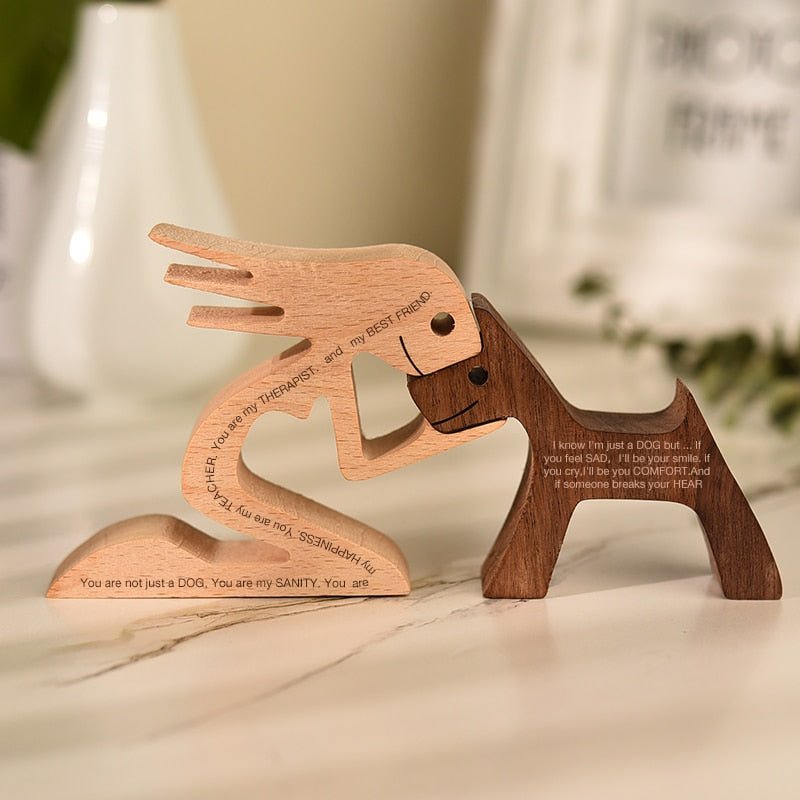 Family Puppy Wood Dog Figurine Desk Ornament - DormVibes