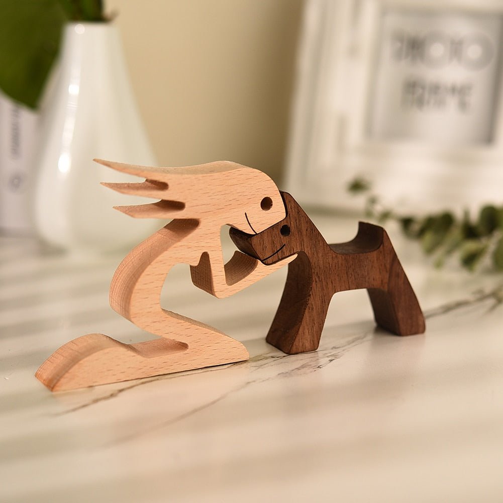 Family Puppy Wood Dog Figurine Desk Ornament - DormVibes