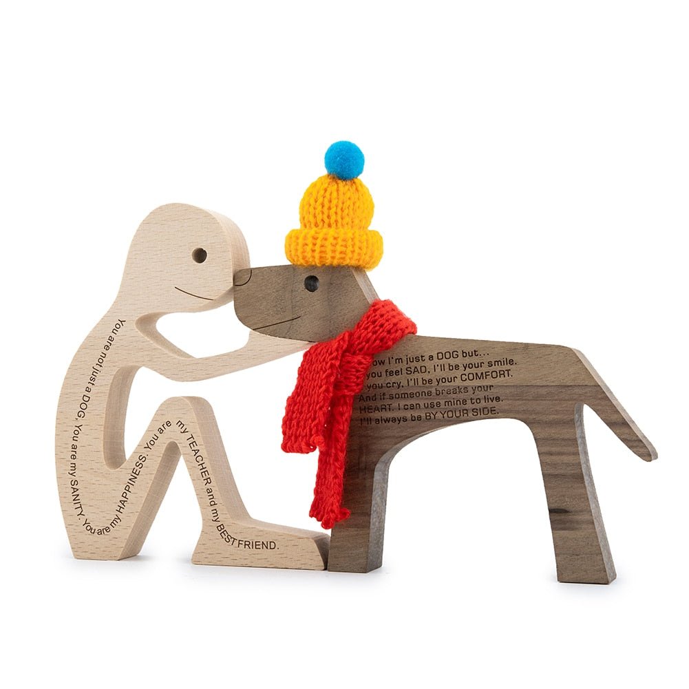 Family Puppy Wood Dog Figurine Desk Ornament - DormVibes