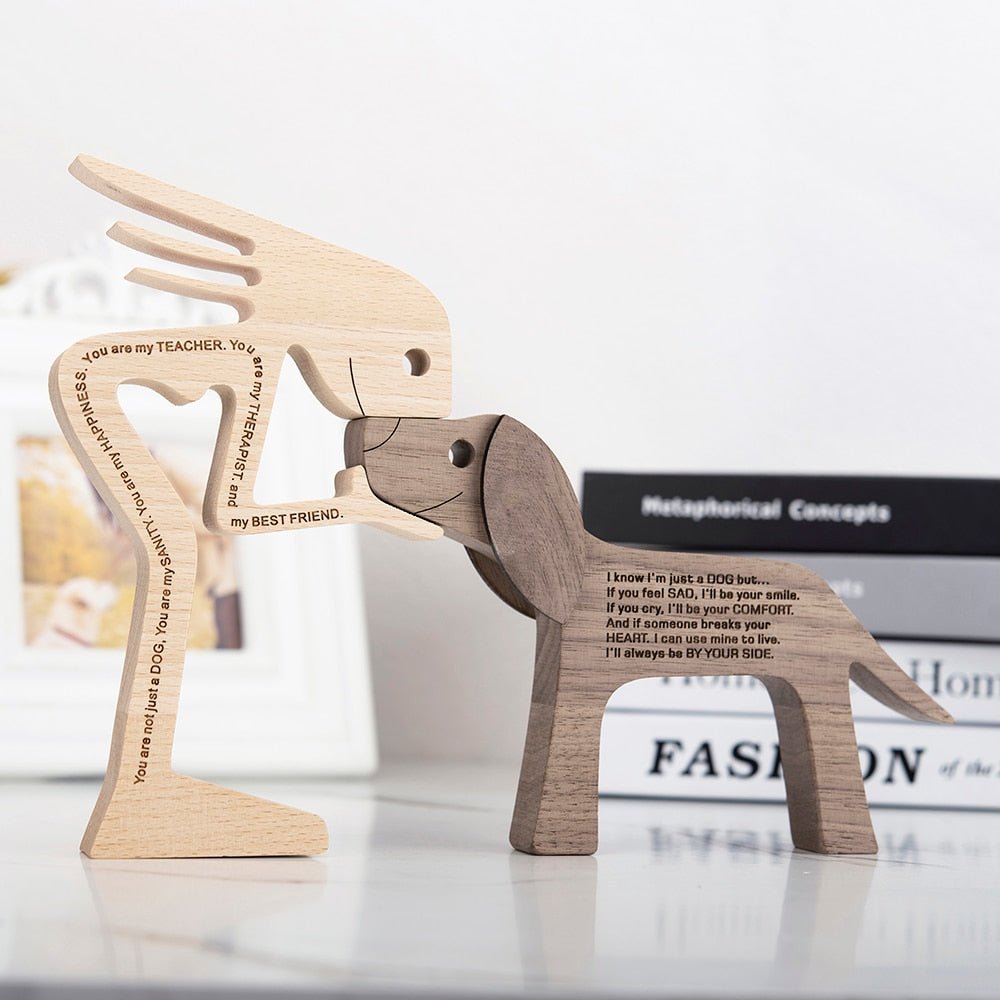 Family Puppy Wood Dog Figurine Desk Ornament - DormVibes